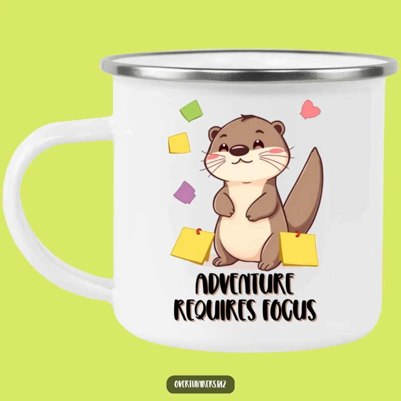 Funny Otter Sticky Note Juggling Camping Mug - Playful Outdoor Fun