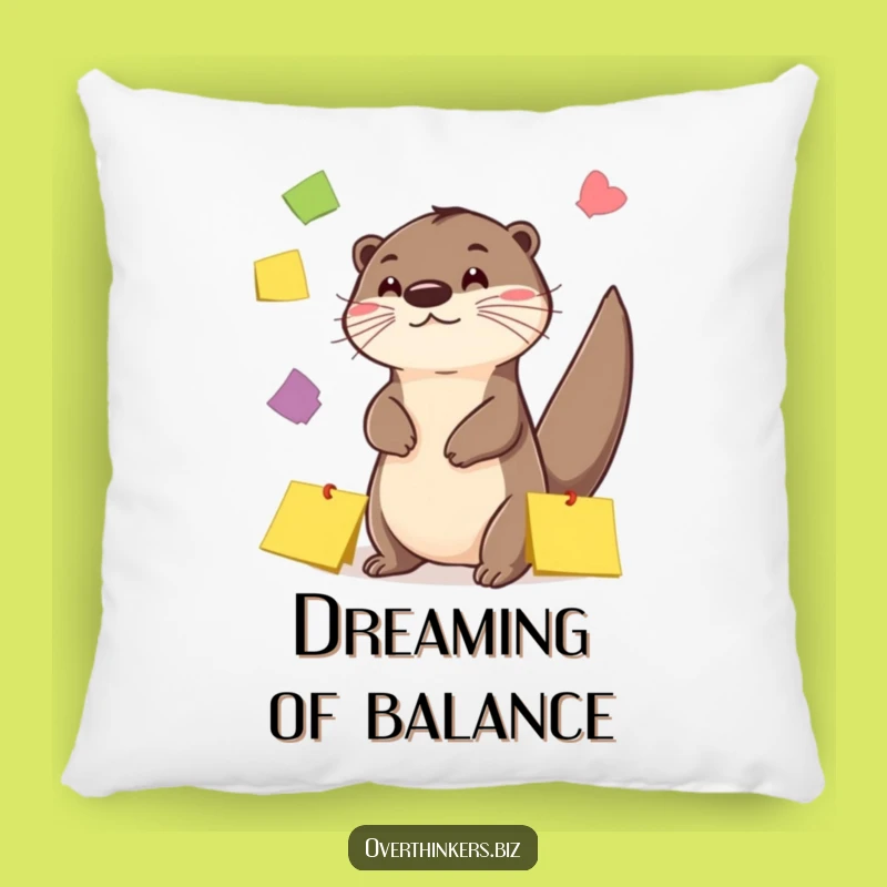Funny Otter Sticky Note Juggling Pillow - Cozy & Playful Comfort