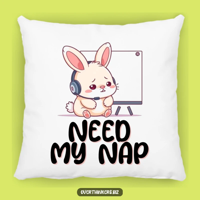 Funny Stressed Rabbit Headset Pillow - Cozy & Hilarious WFH Cushion Gift!