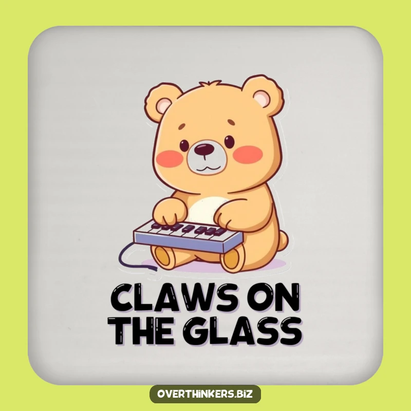 Funny Bear Keyboard Coaster - Hilarious Techie Drink Protector Gift!