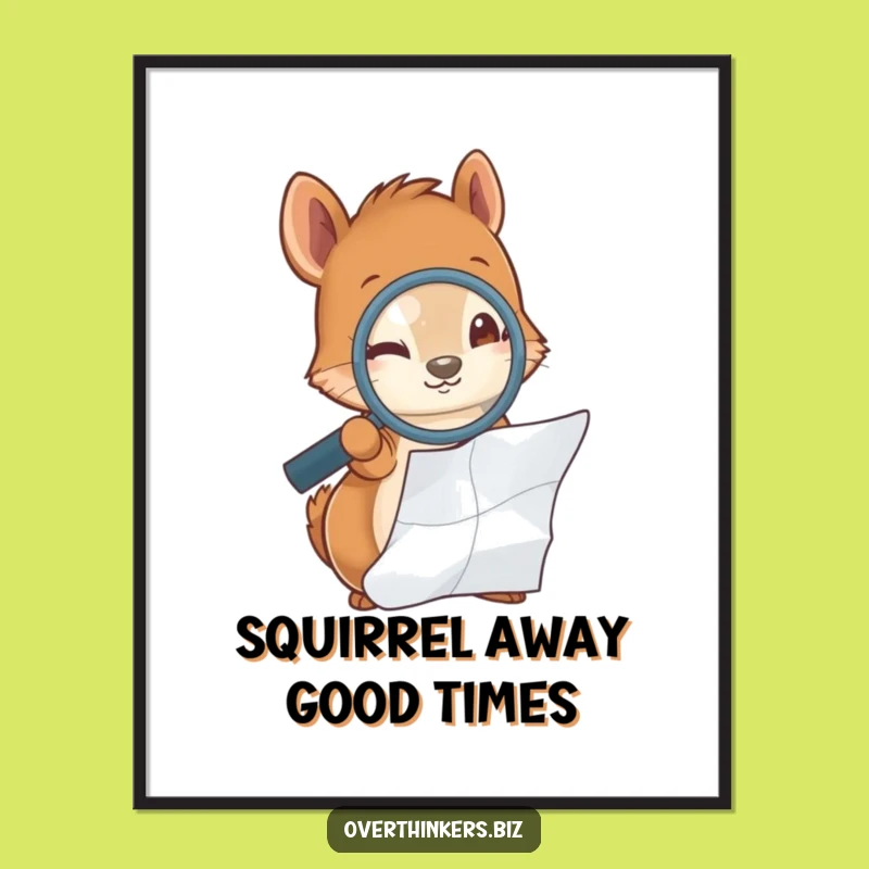 Free Printable Wall Art: Curious Squirrel Investigator, Funny Downloadable Whimsy Decor