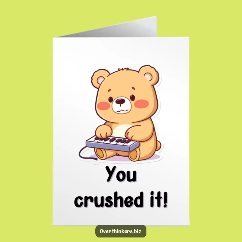 Free Printable Congrats Card: Typing Bear, Hilarious Downloadable Success Gift