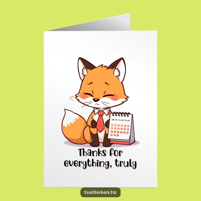 Free Printable Fox Thank You Card: Calendar Sigh - Humorous Downloadable Gift!