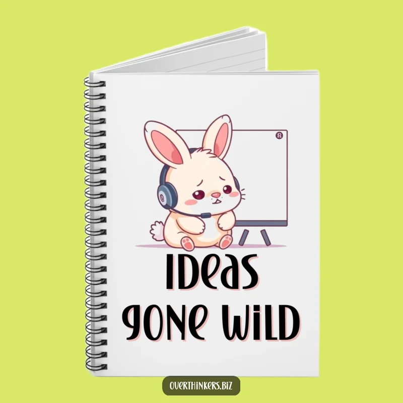 Funny Stressed Rabbit Headset Notebook - Hilarious WFH Journal Gift!