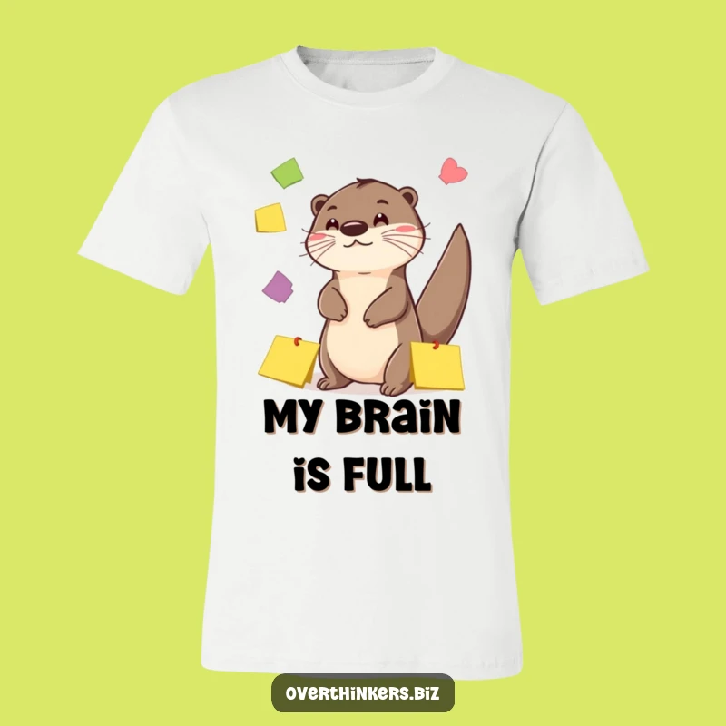 Funny Otter Sticky Note Juggling T-Shirt - Whimsical & Playful Apparel