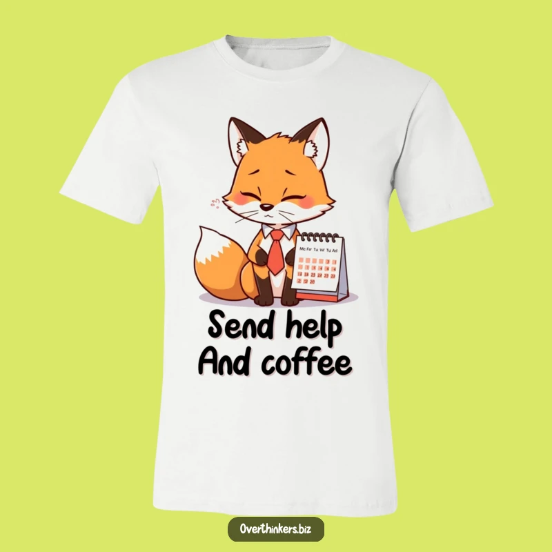 Funny Fox Tie Calendar Sigh T-Shirt - Hilarious Office Humor Apparel