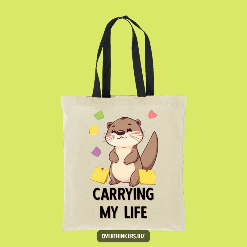 Funny Otter Sticky Note Juggling Tote Bag - Chic & Playful Accessory