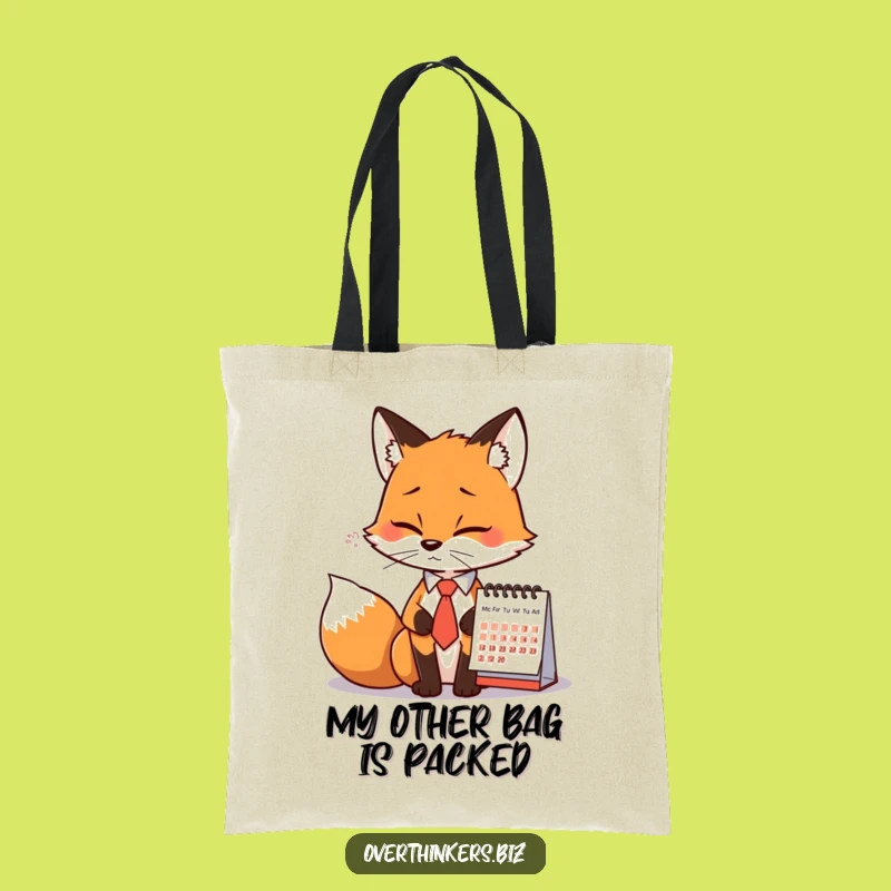 Funny Fox Tie Calendar Sigh Tote Bag - Chic Office Humor Accessory